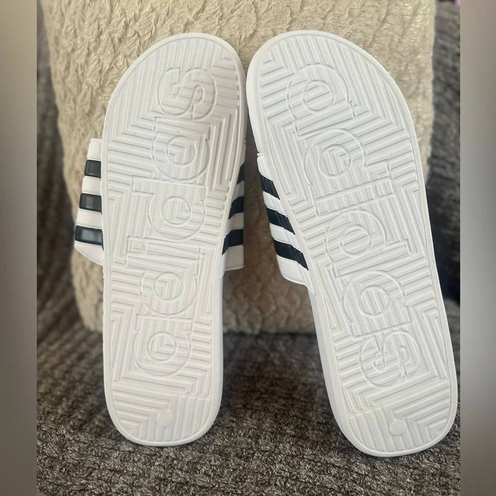 Adidas Adissage Slides Mens Size 18 White Brand New Shower Shoes Beach‎ Sandals